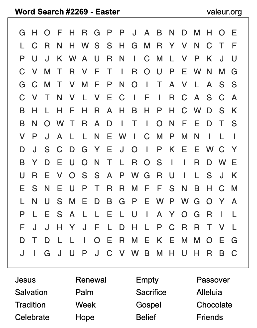 Easter Word Search Puzzle #2269