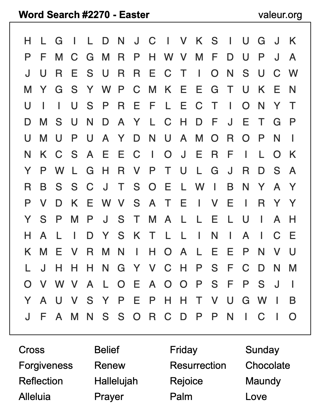 Easter Word Search Puzzle #2270