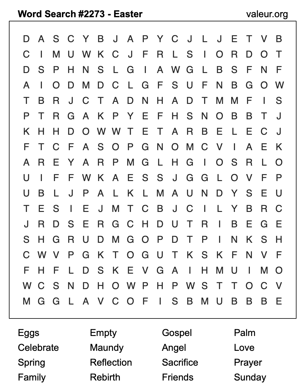 Easter Word Search Puzzle #2273