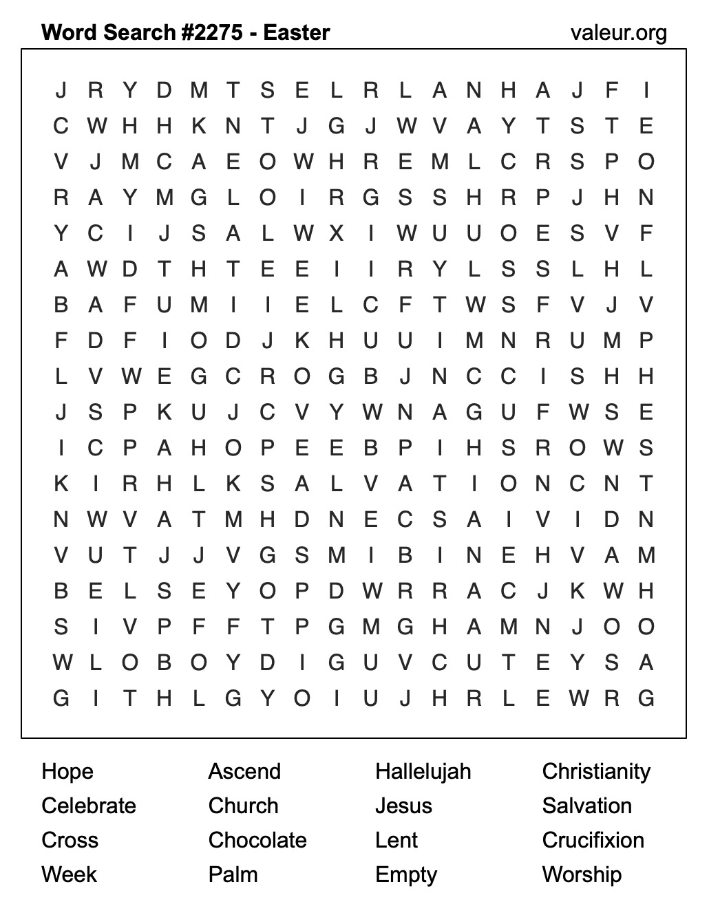 Easter Word Search Puzzle #2275