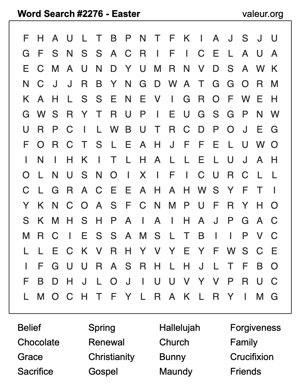 Easter Word Search Puzzle #2276