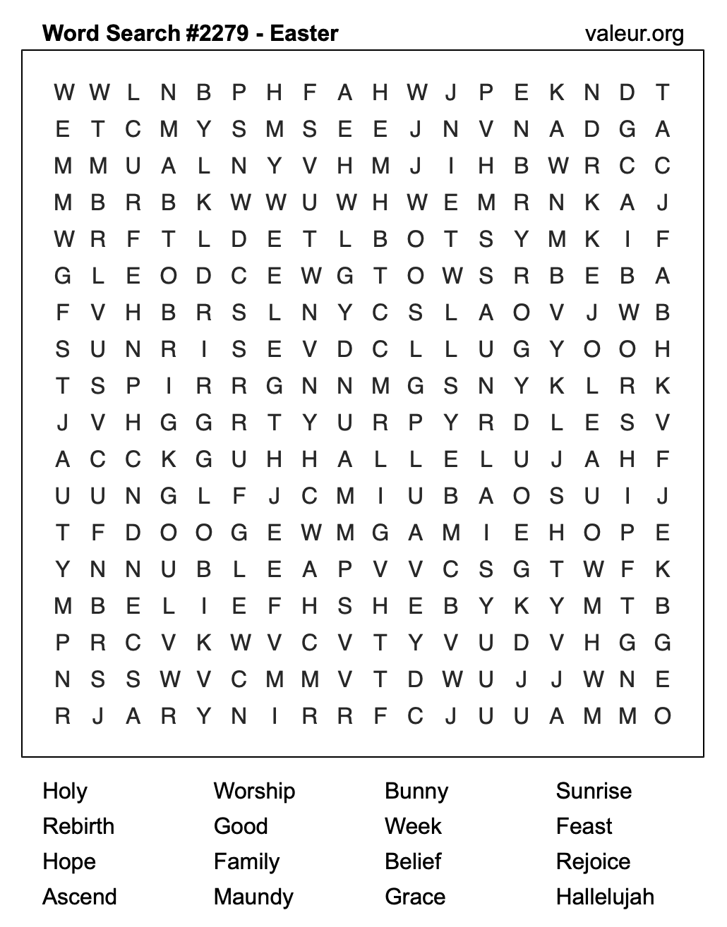 Easter Word Search Puzzle #2279