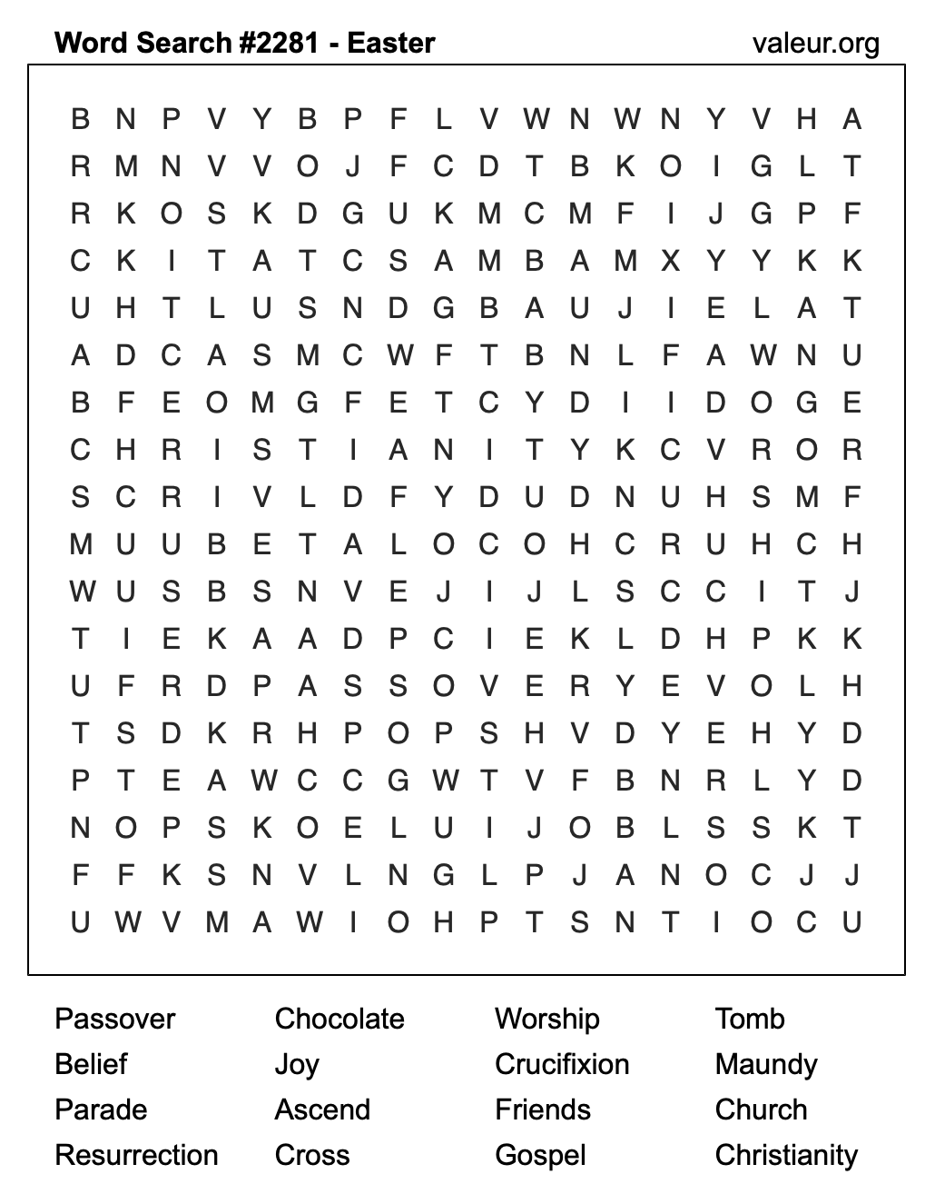 Easter Word Search Puzzle #2281