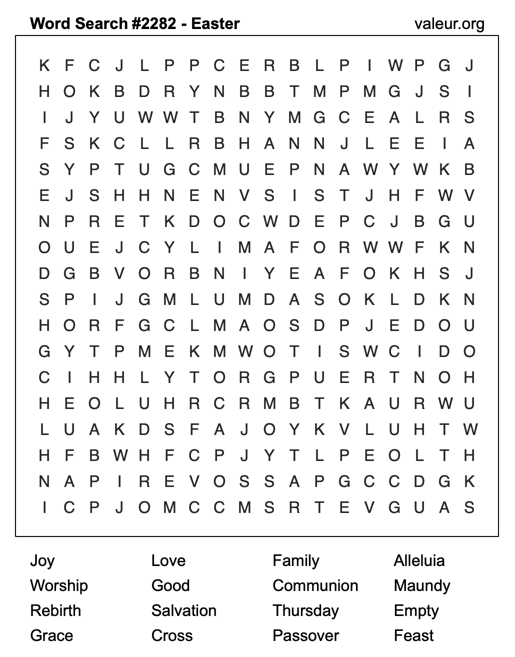 Easter Word Search Puzzle #2282