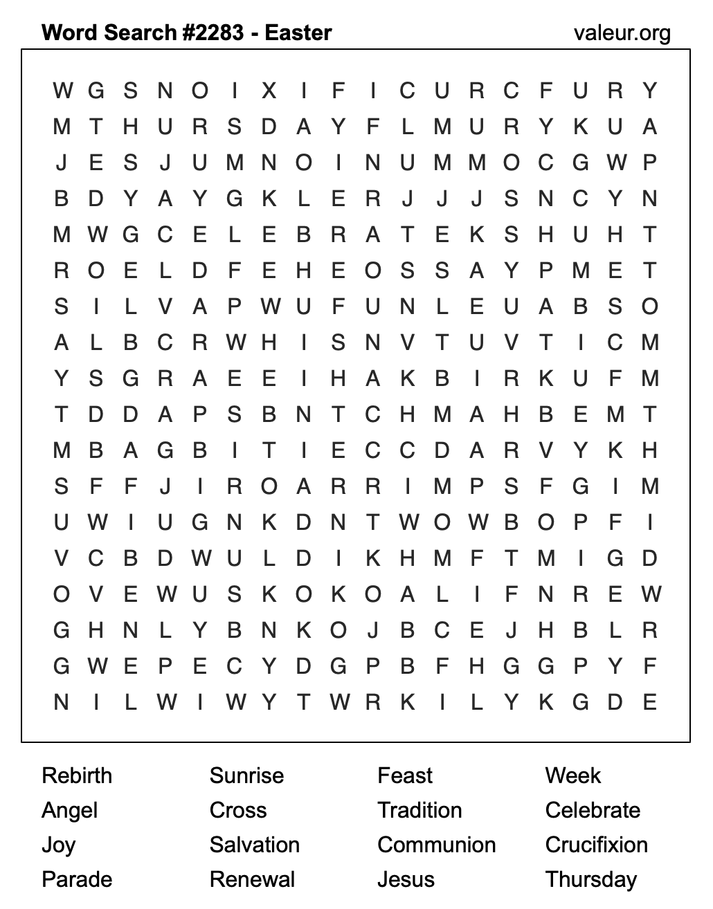 Easter Word Search Puzzle #2283