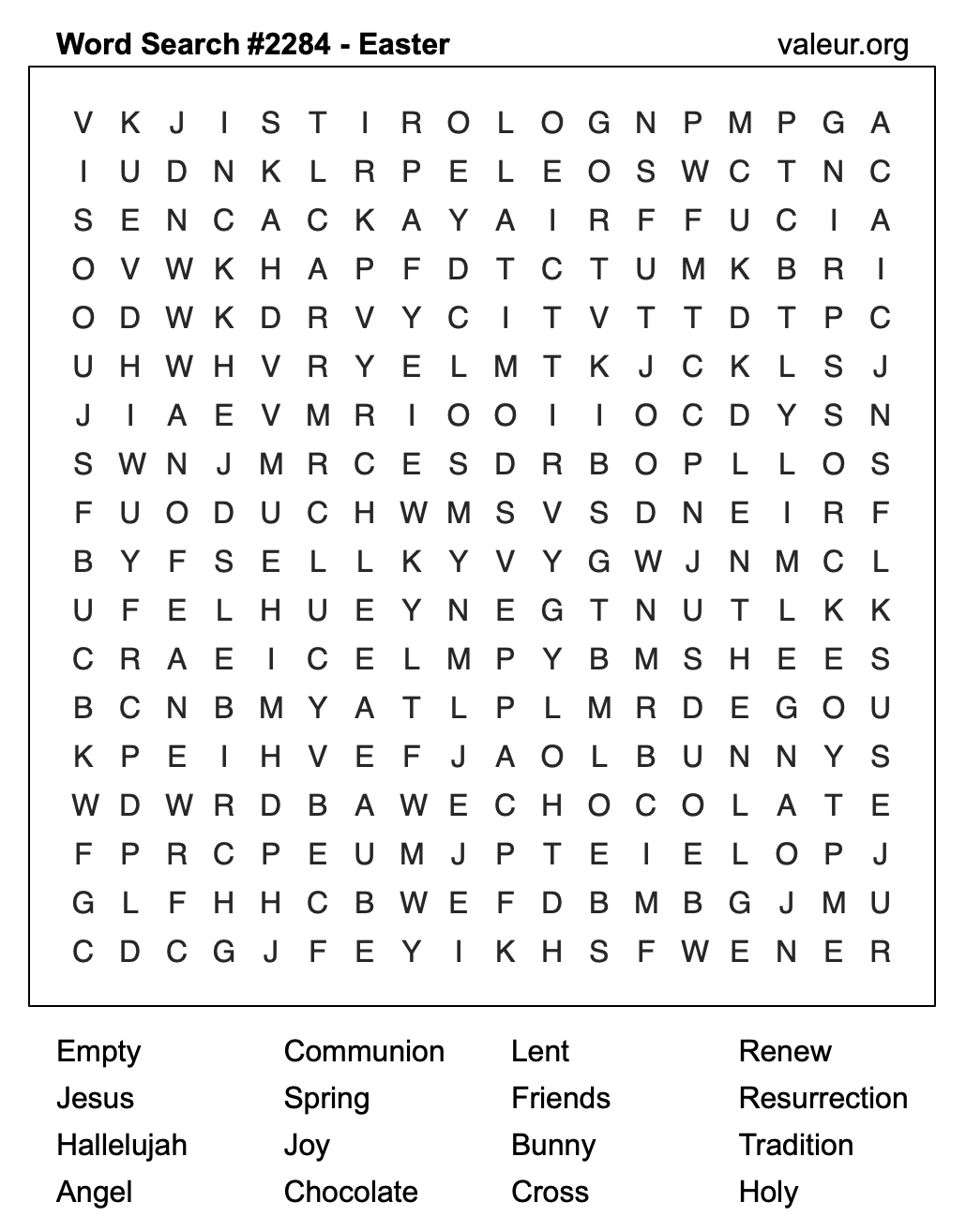 Easter Word Search Puzzle #2284