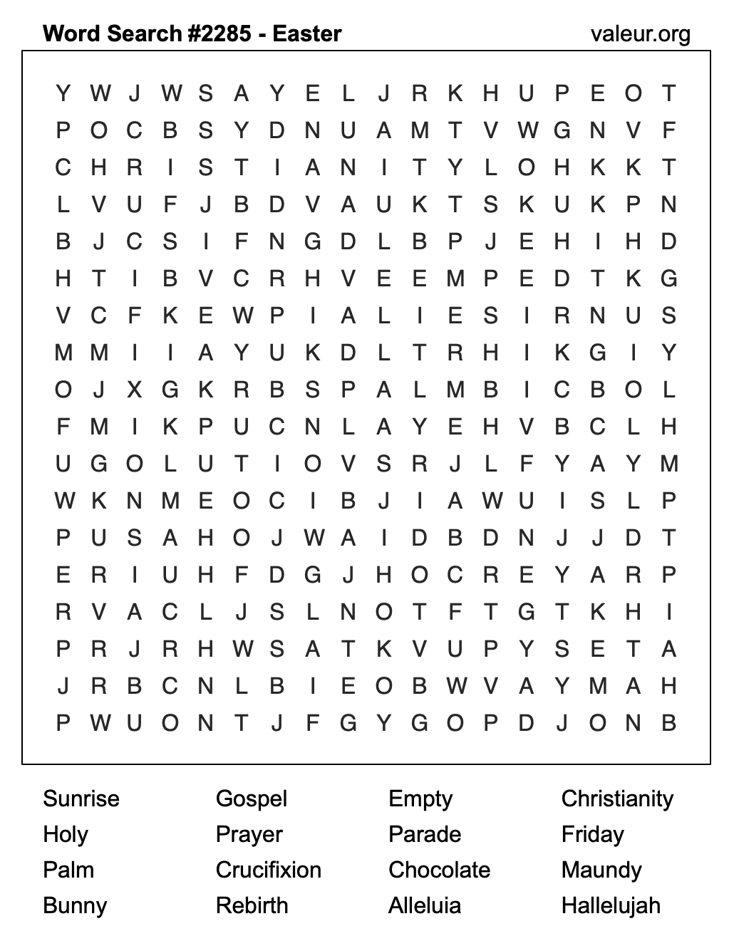 Easter Word Search Puzzle #2285