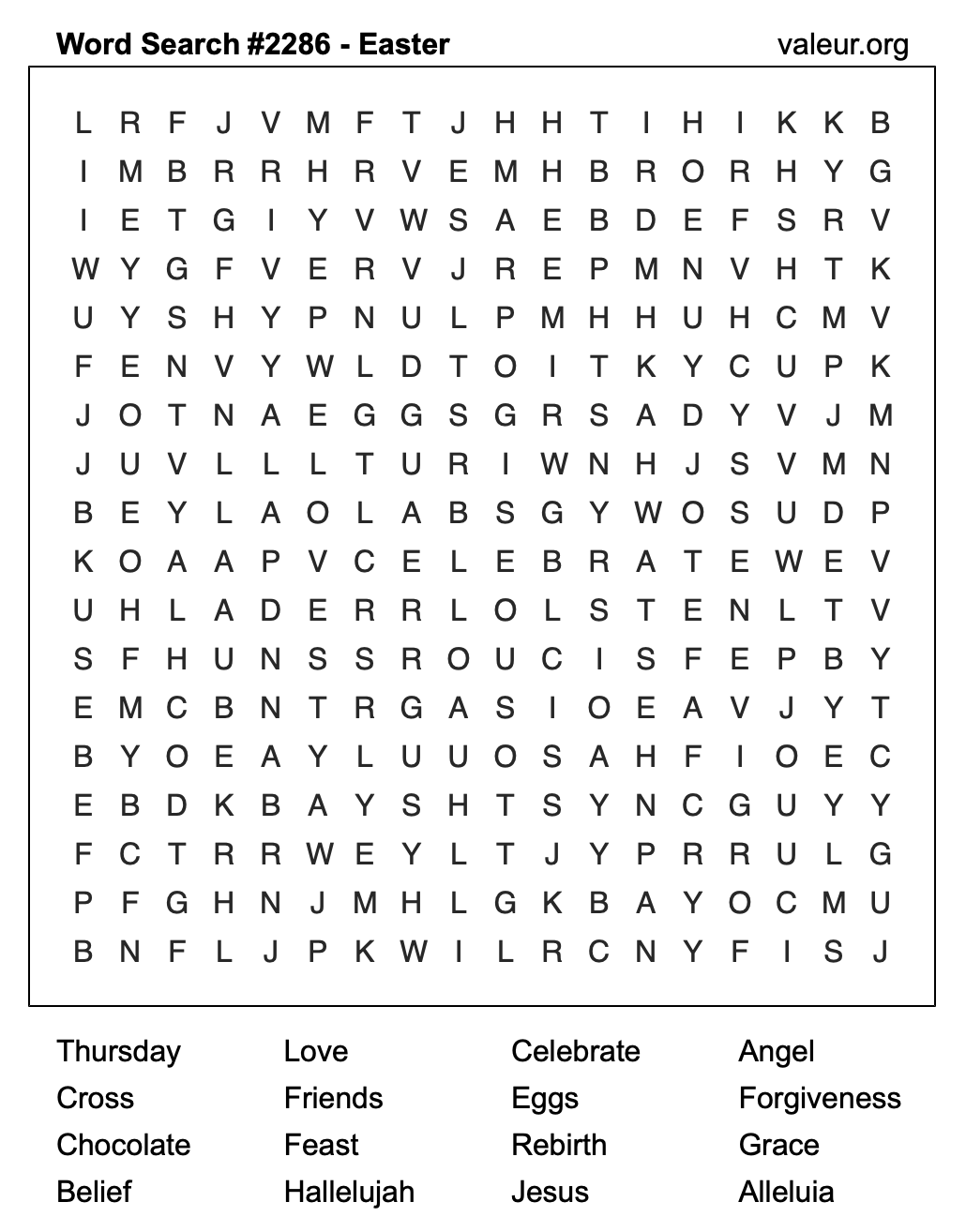 Easter Word Search Puzzle #2286