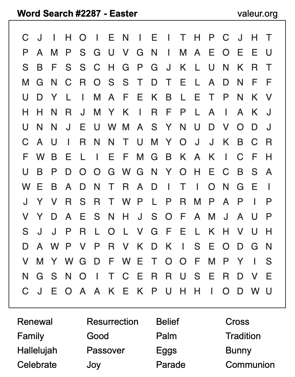 Easter Word Search Puzzle #2287