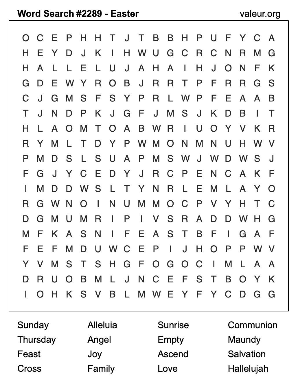 Easter Word Search Puzzle #2289 Easter Word Search Puzzle #2289