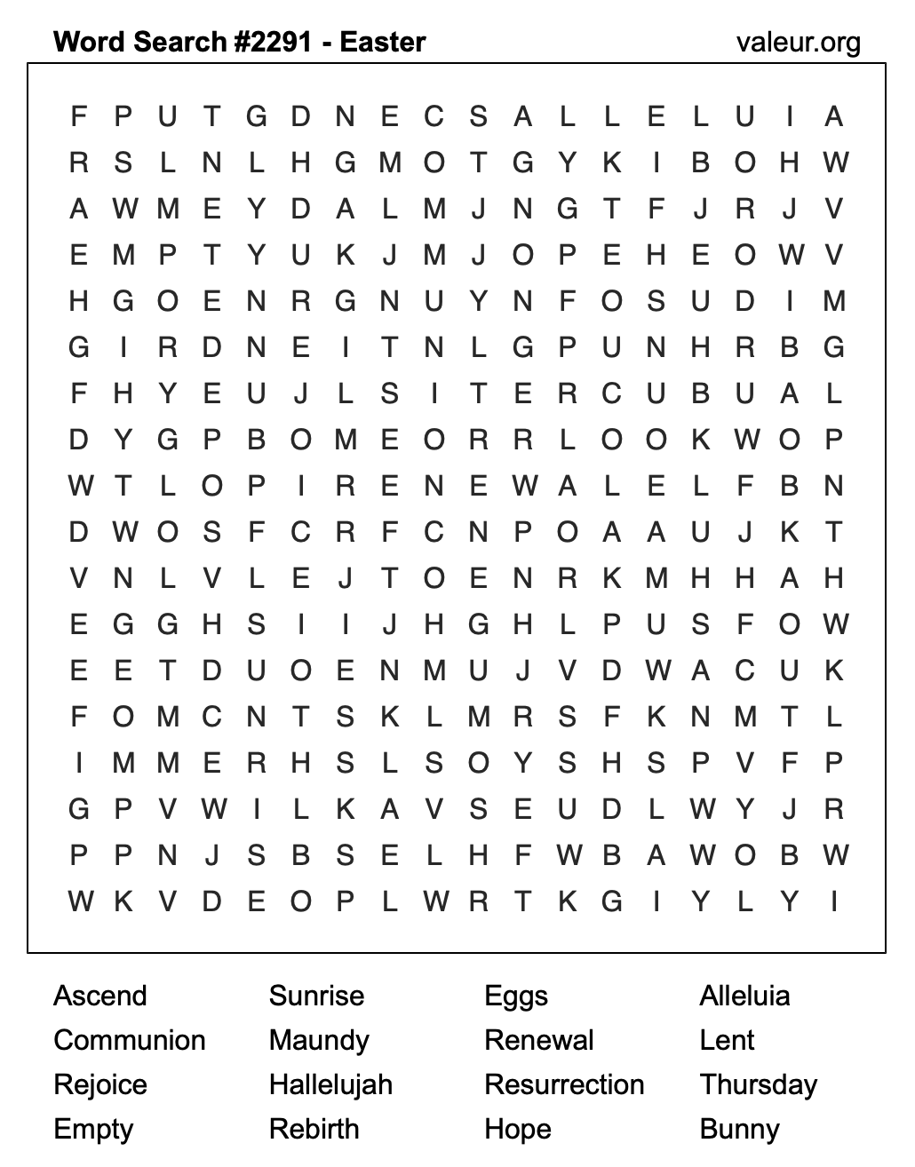 Easter Word Search Puzzle #2291