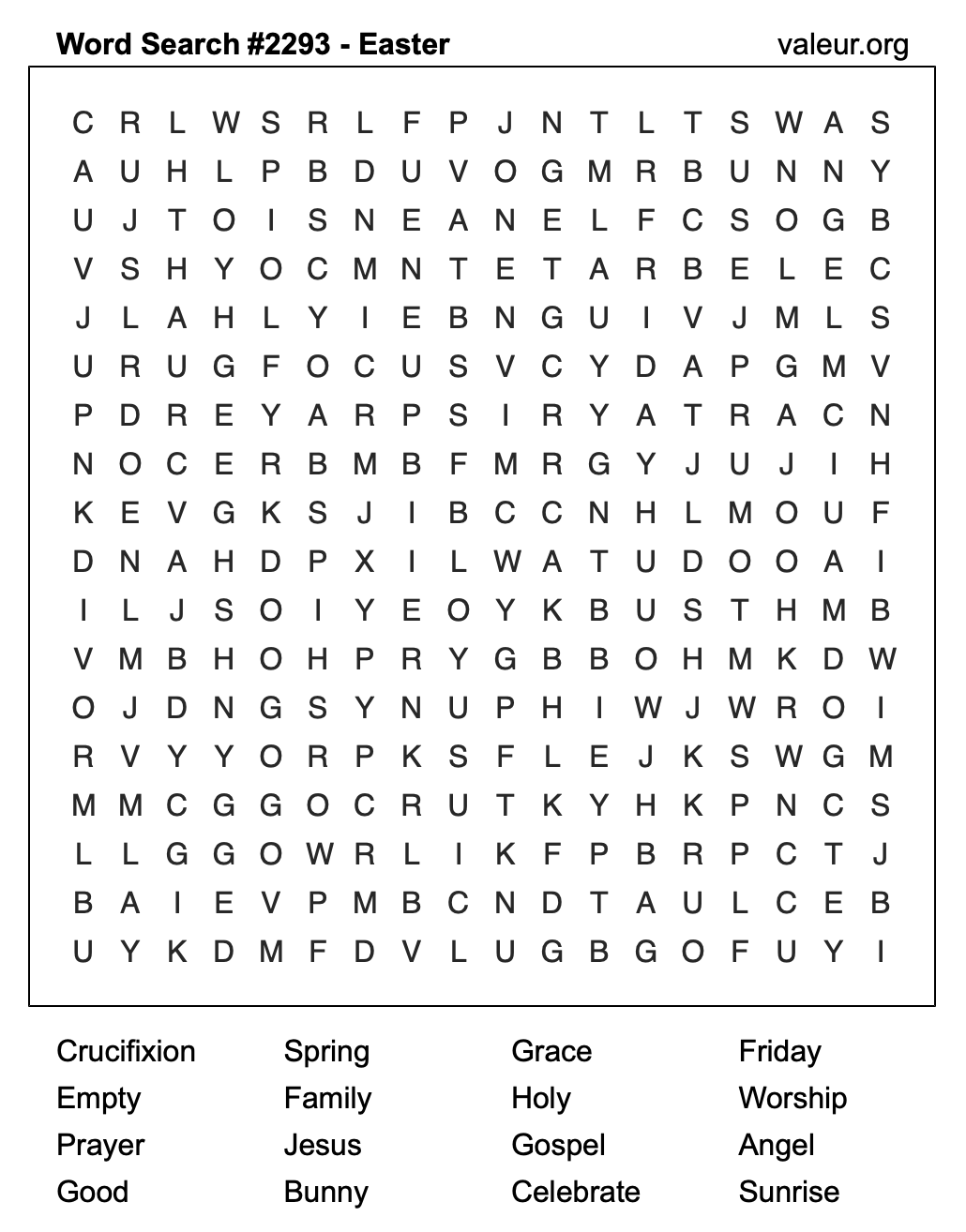 Easter Word Search Puzzle #2293 Easter Word Search Puzzle #2293