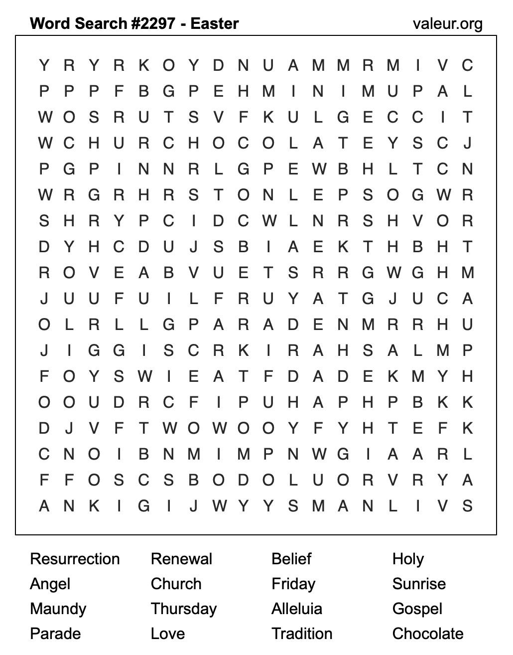 Easter Word Search Puzzle #2297