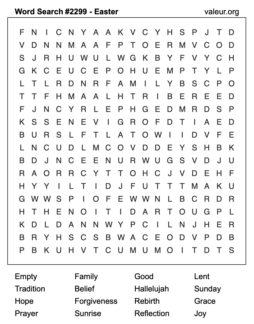 Easter Word Search Puzzle #2299 Easter Word Search Puzzle #2299