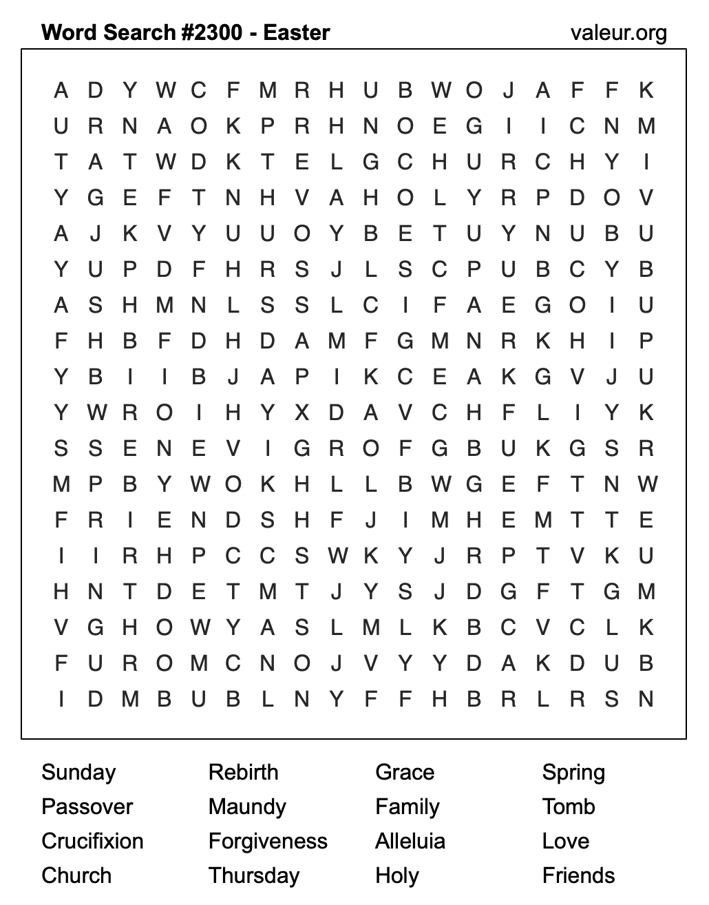 Easter Word Search Puzzle #2300
