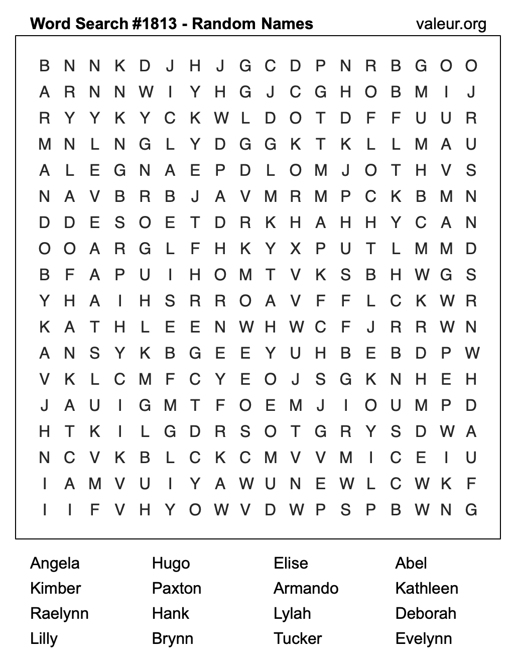 Word Search Puzzle with names #1813