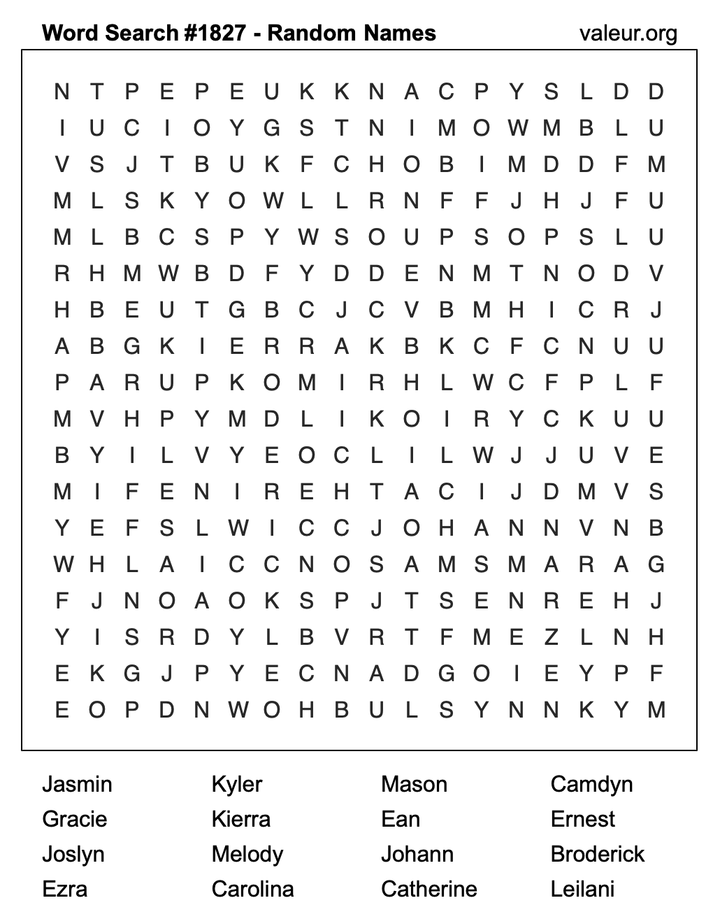 Word Search Puzzle with names #1827 Word Search Puzzle with names #1827