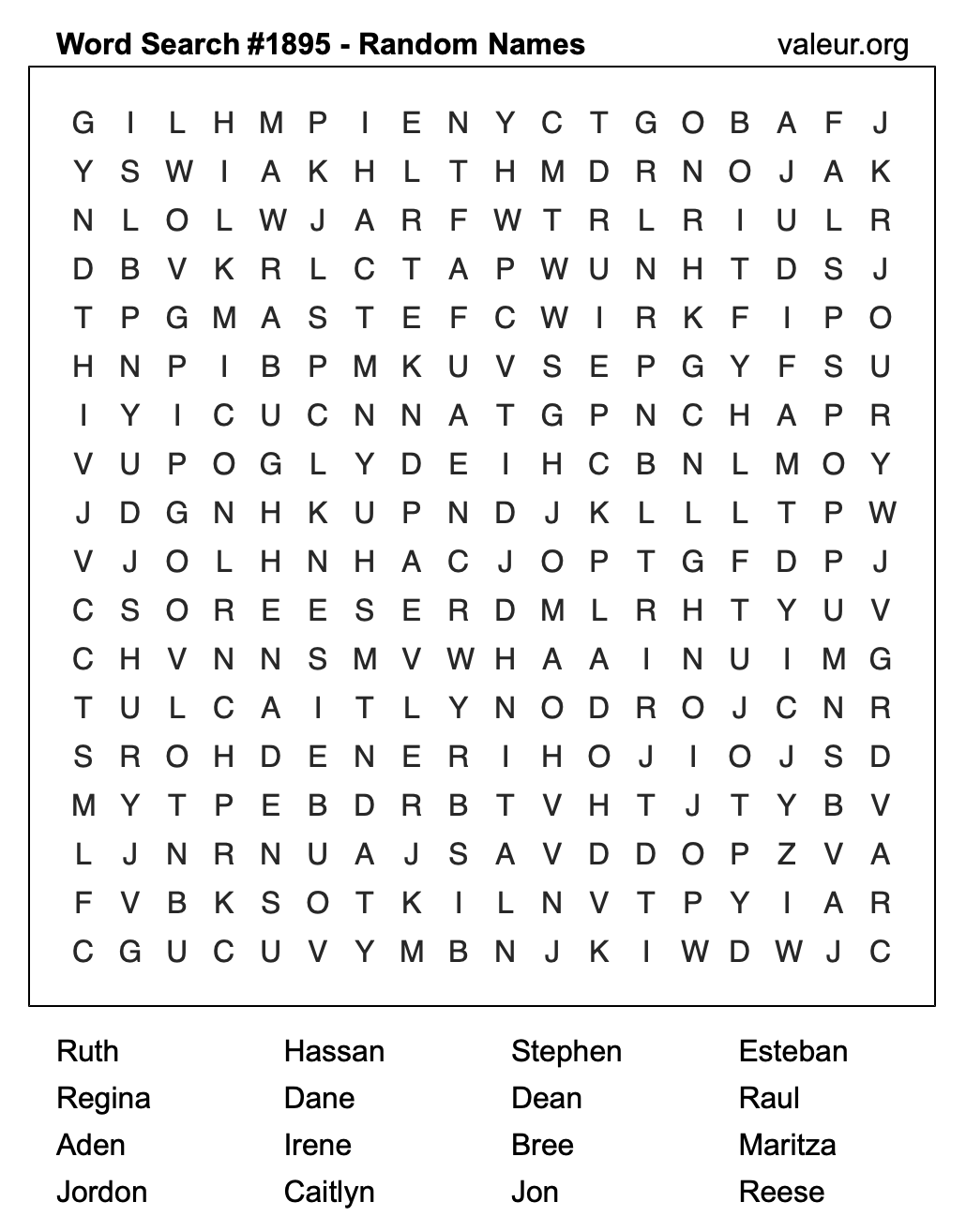 Word Search Puzzle with names #1895 Word Search Puzzle with names #1895