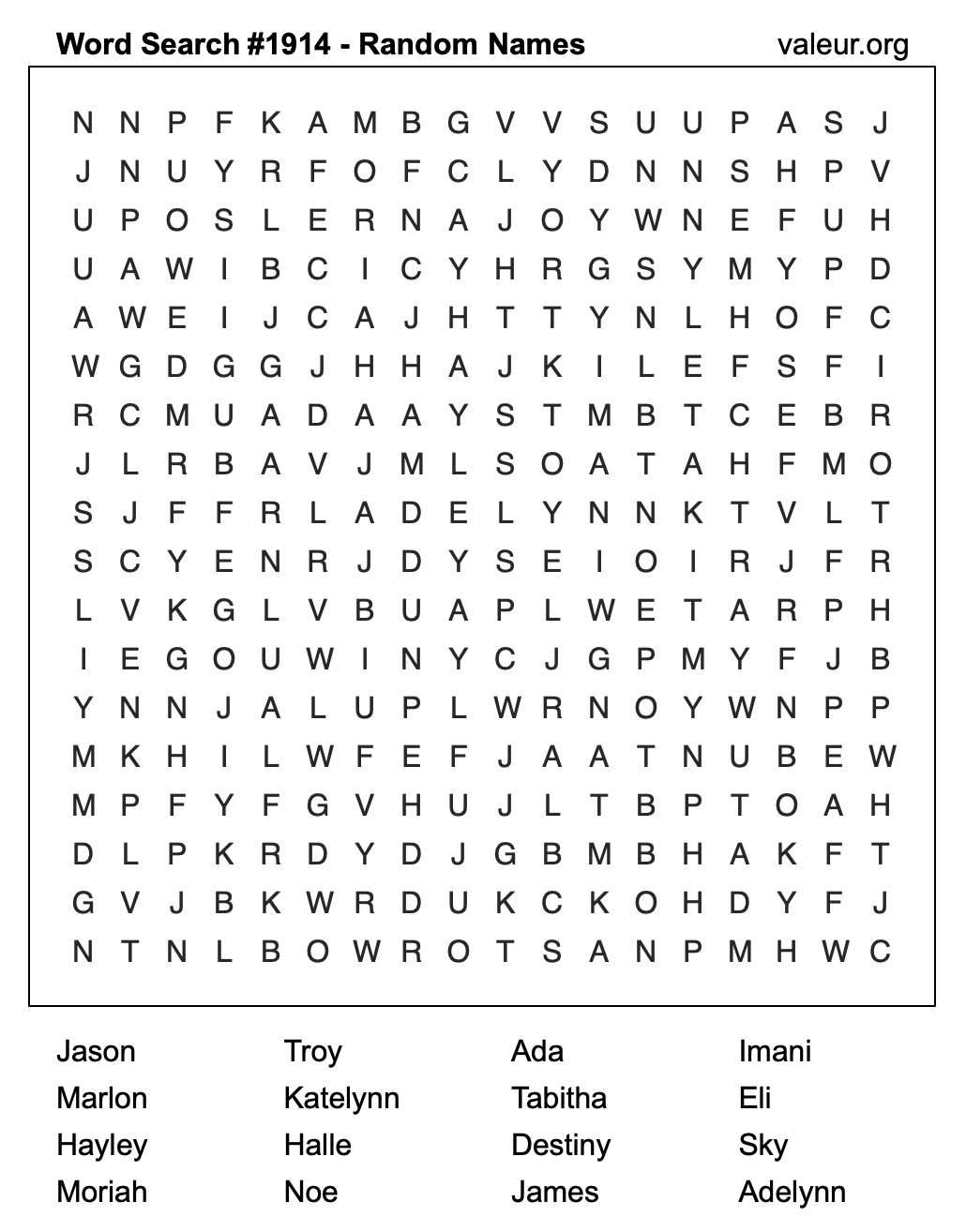 Word Search Puzzle with names #1914 Word Search Puzzle with names #1914