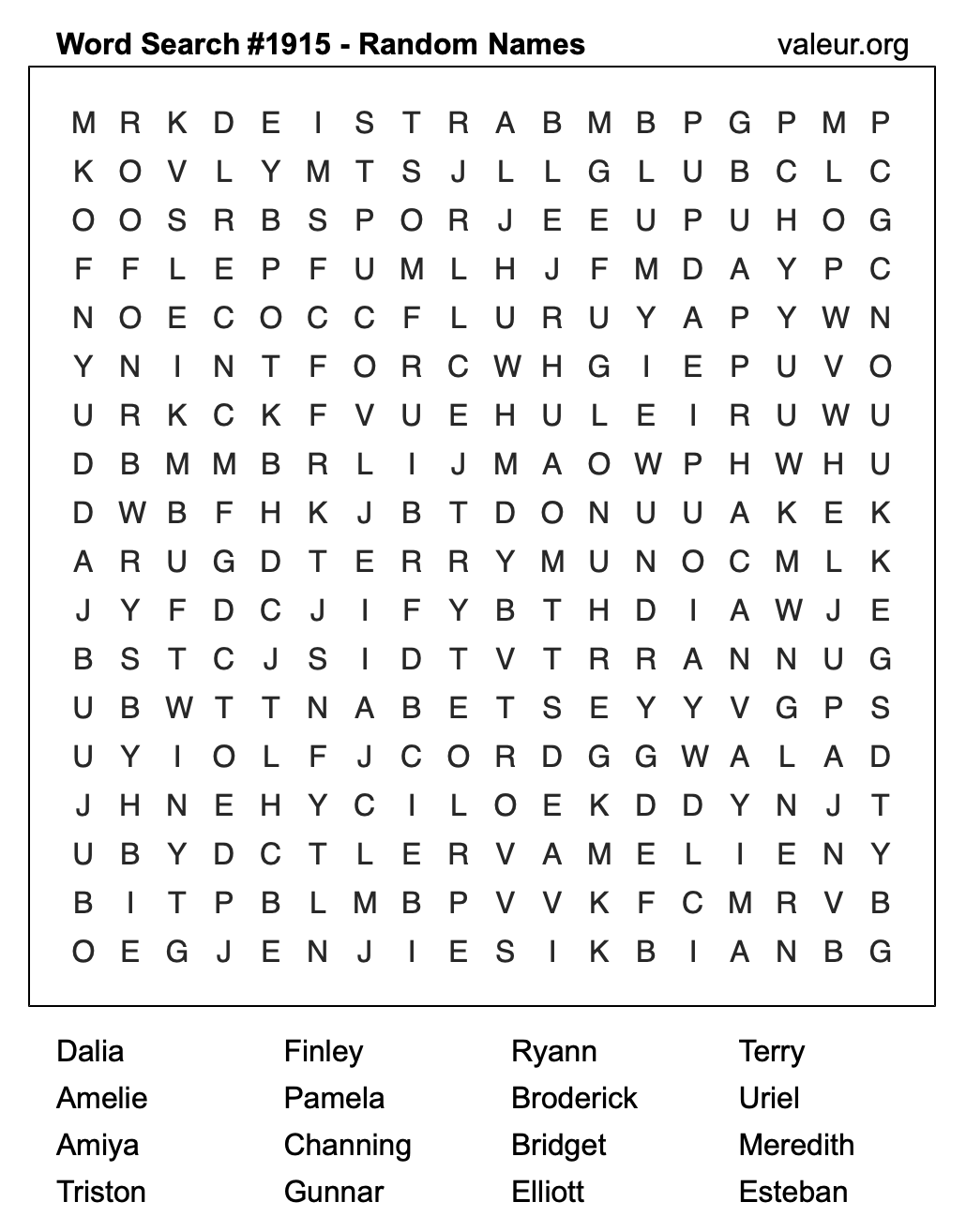Word Search Puzzle with names #1915 Word Search Puzzle with names #1915