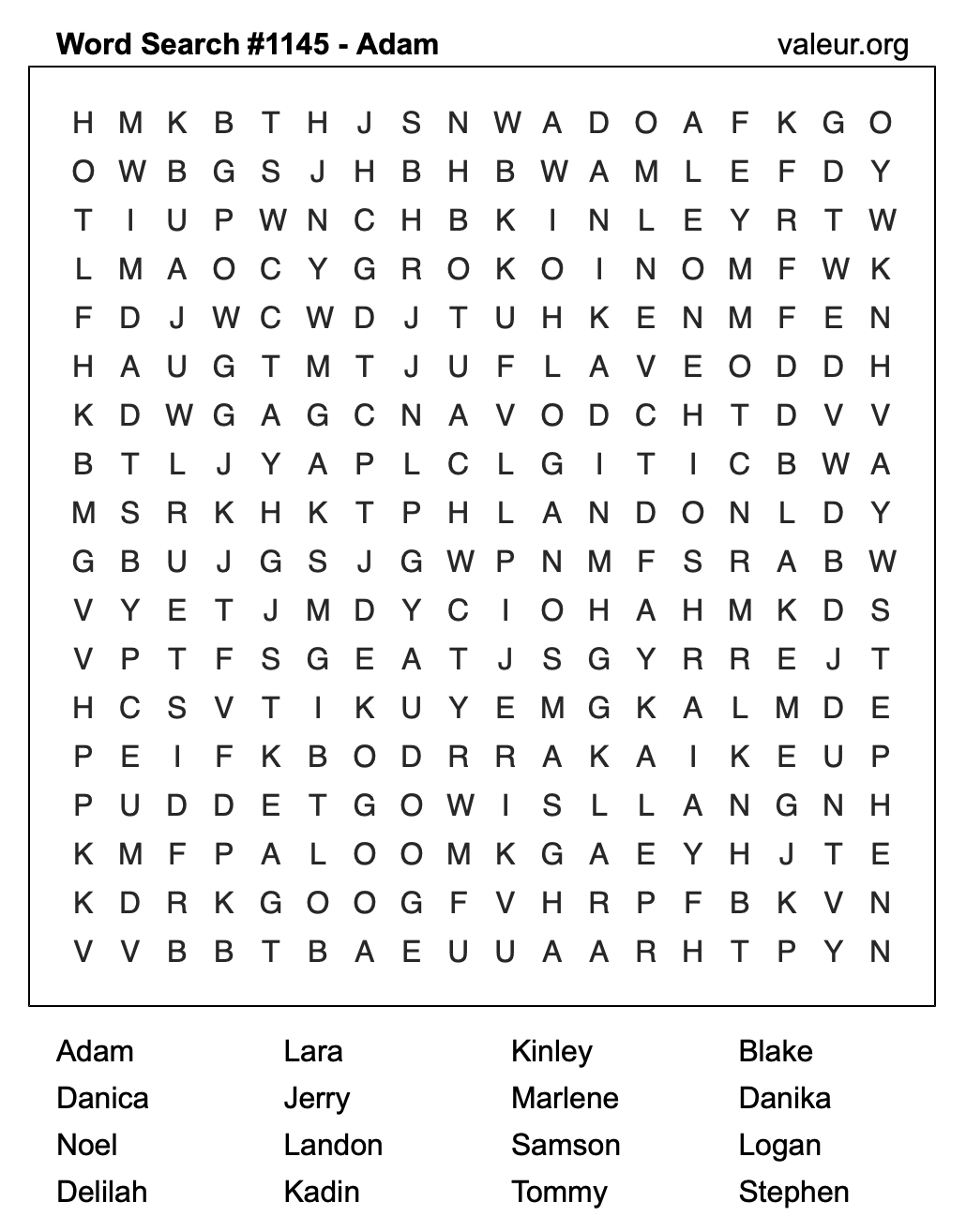 Word Search Puzzle with the name Adam #1145