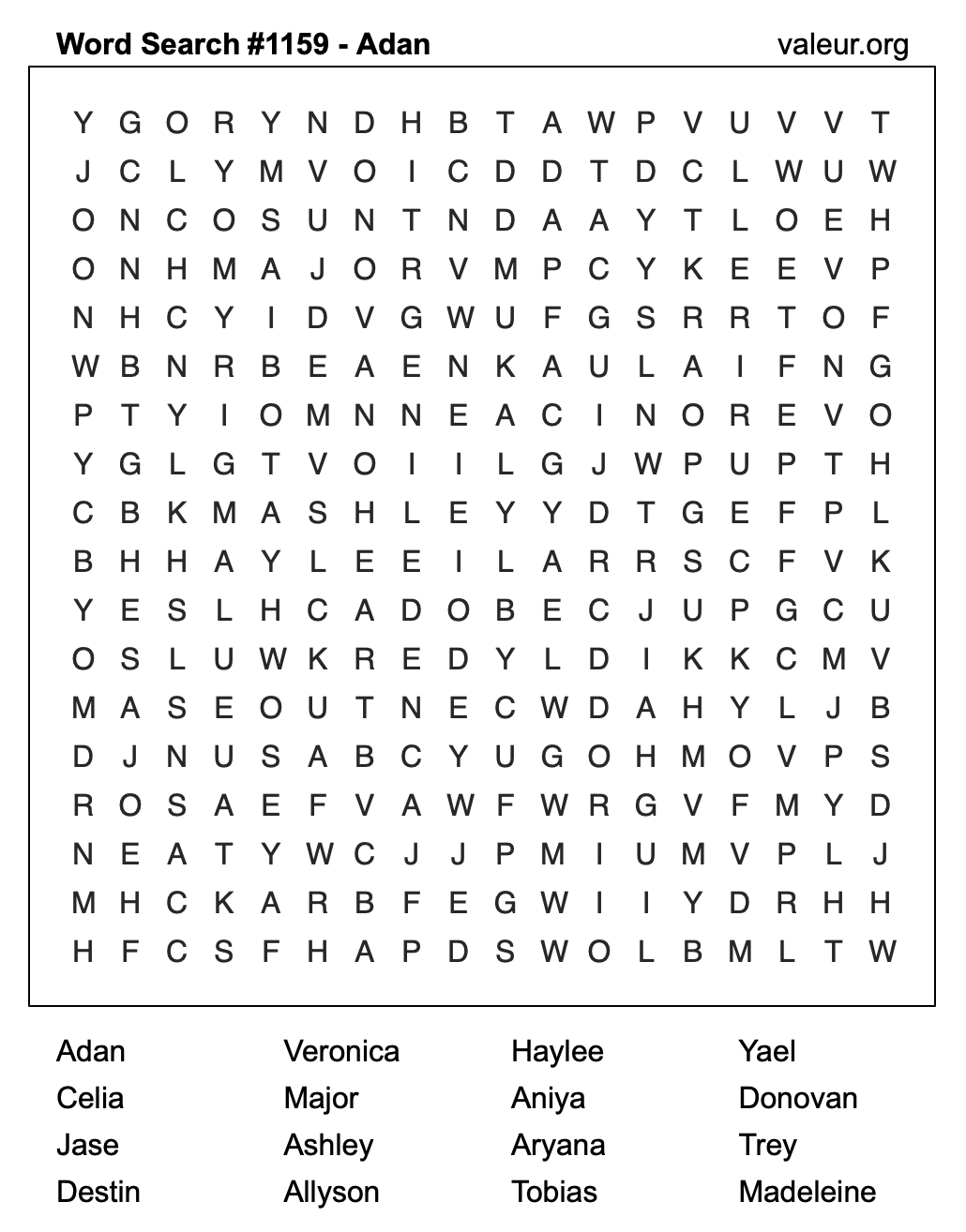 Word Search Puzzle with the name Adan #1159 Word Search Puzzle with the name Adan #1159