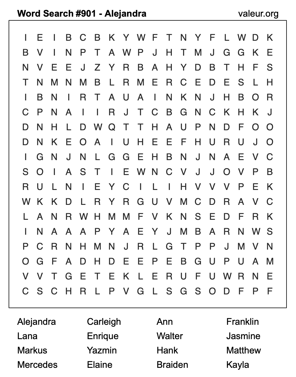 Word Search Puzzle with the name Alejandra #901