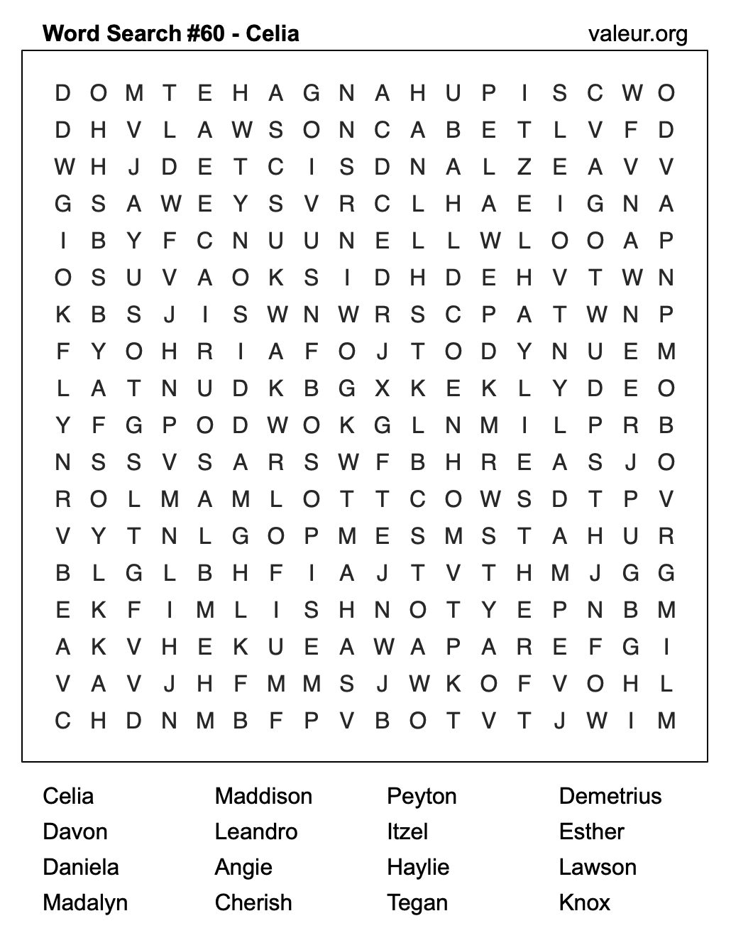 Word Search Puzzle with the name Celia #60 Word Search Puzzle with the name Celia #60