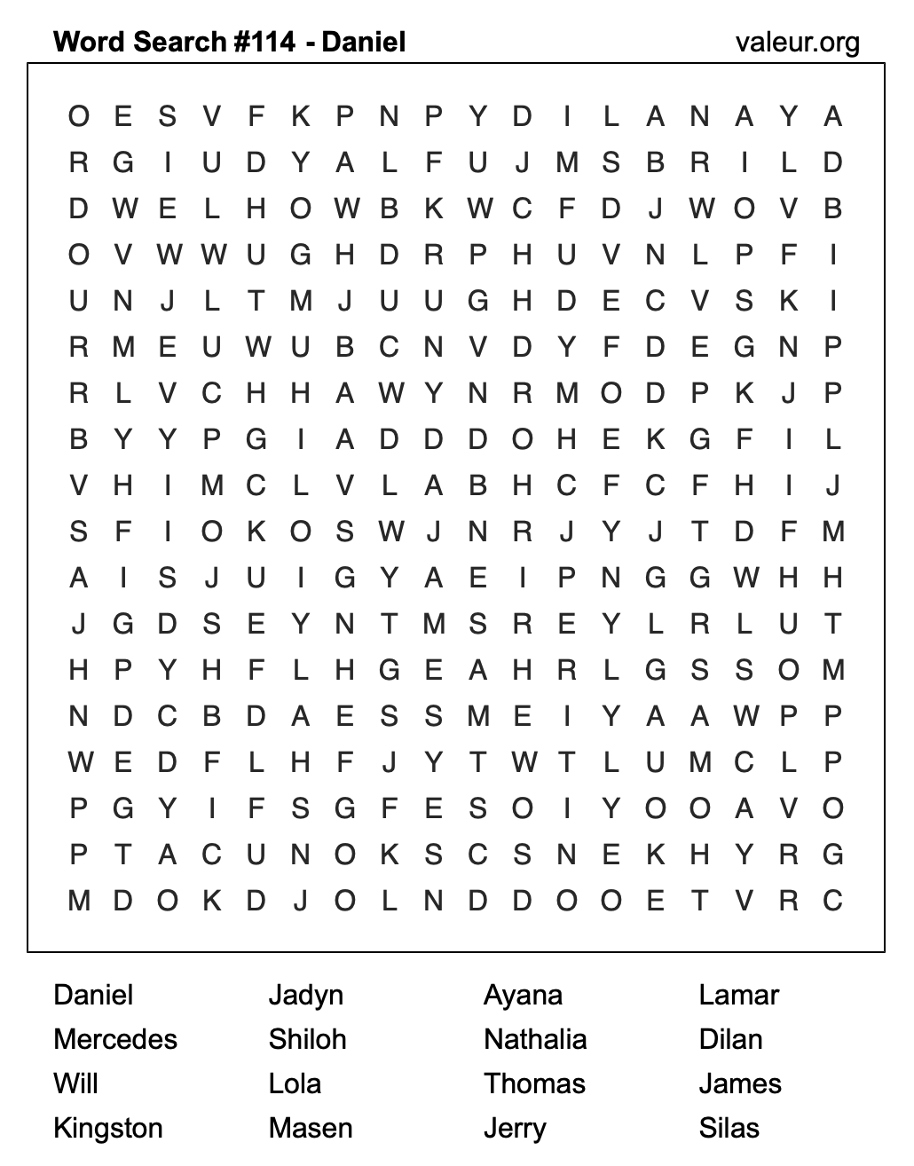 Word Search Puzzle with the name Daniel #114 Word Search Puzzle with the name Daniel #114