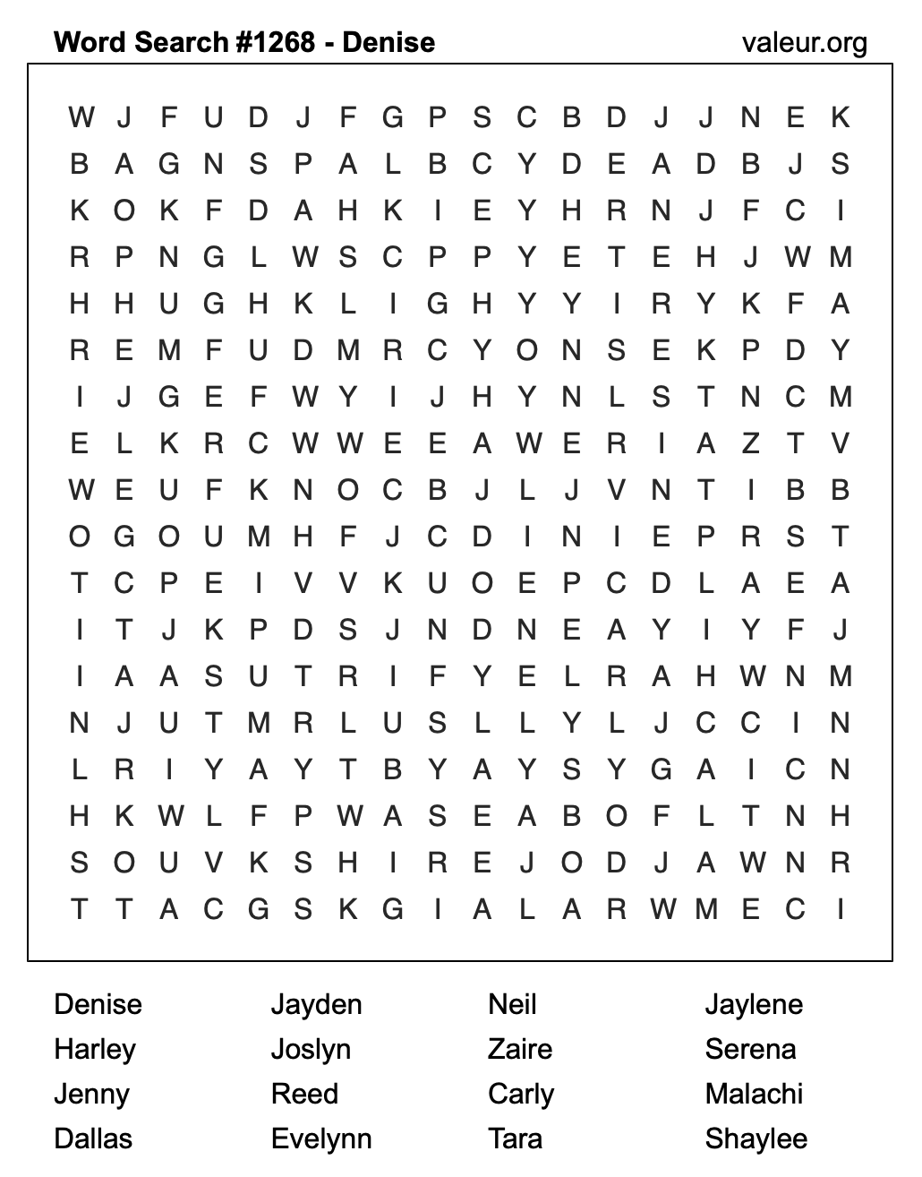 Word Search Puzzle with the name Denise #1268