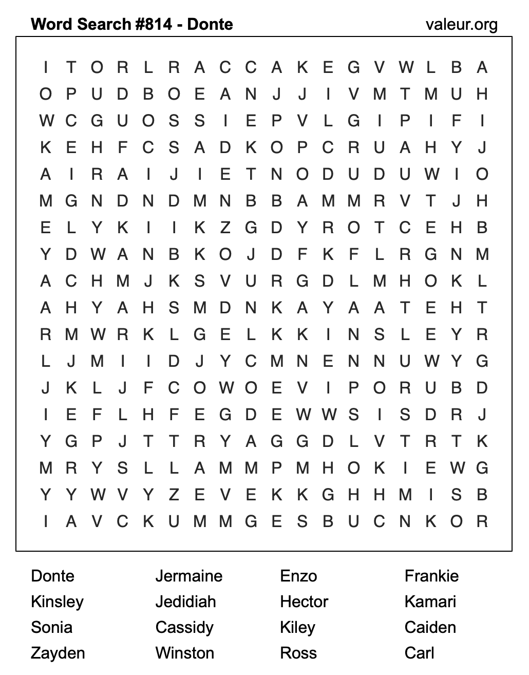 Word Search Puzzle with the name Donte #814 Word Search Puzzle with the name Donte #814