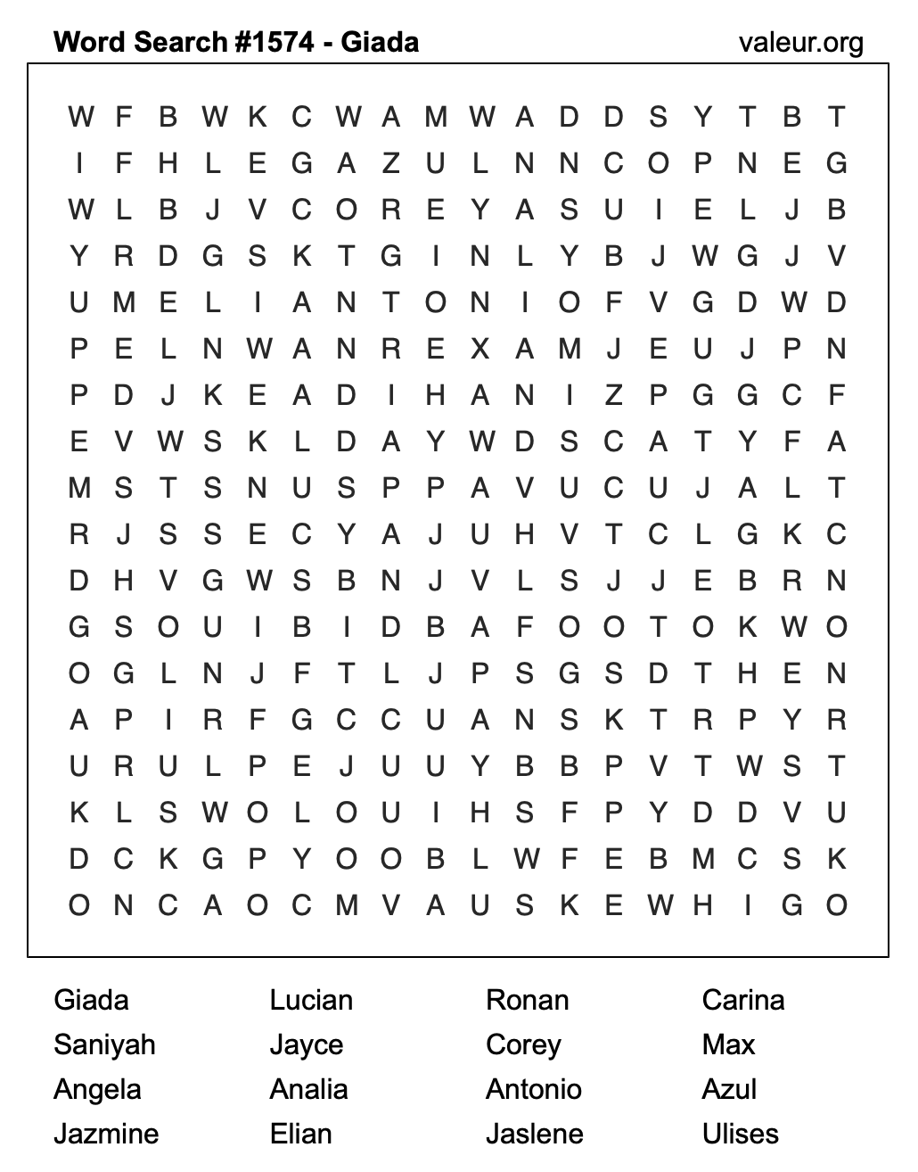 Word Search Puzzle with the name Giada #1574 Word Search Puzzle with the name Giada #1574