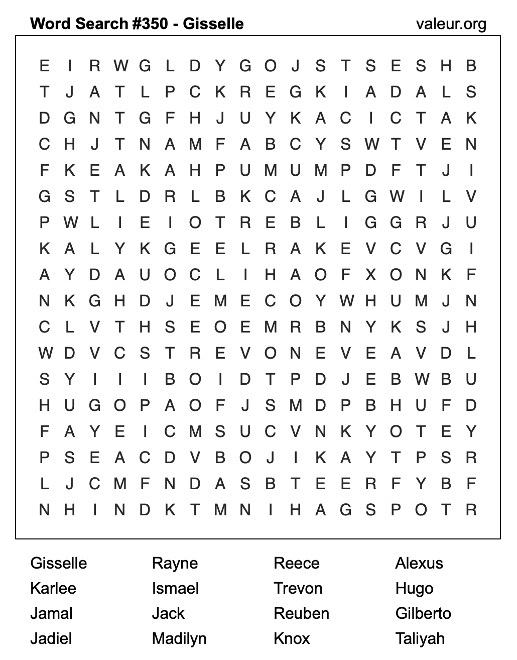 Word Search Puzzle with the name Gisselle #350 Word Search Puzzle with the name Gisselle #350