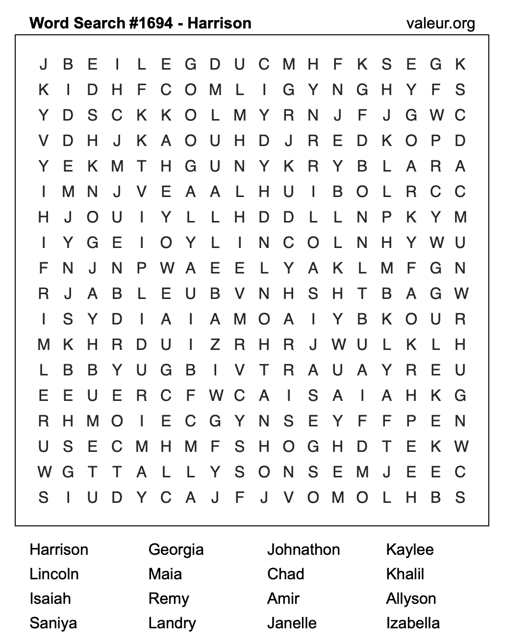 Word Search Puzzle with the name Harrison #1694 Word Search Puzzle with the name Harrison #1694