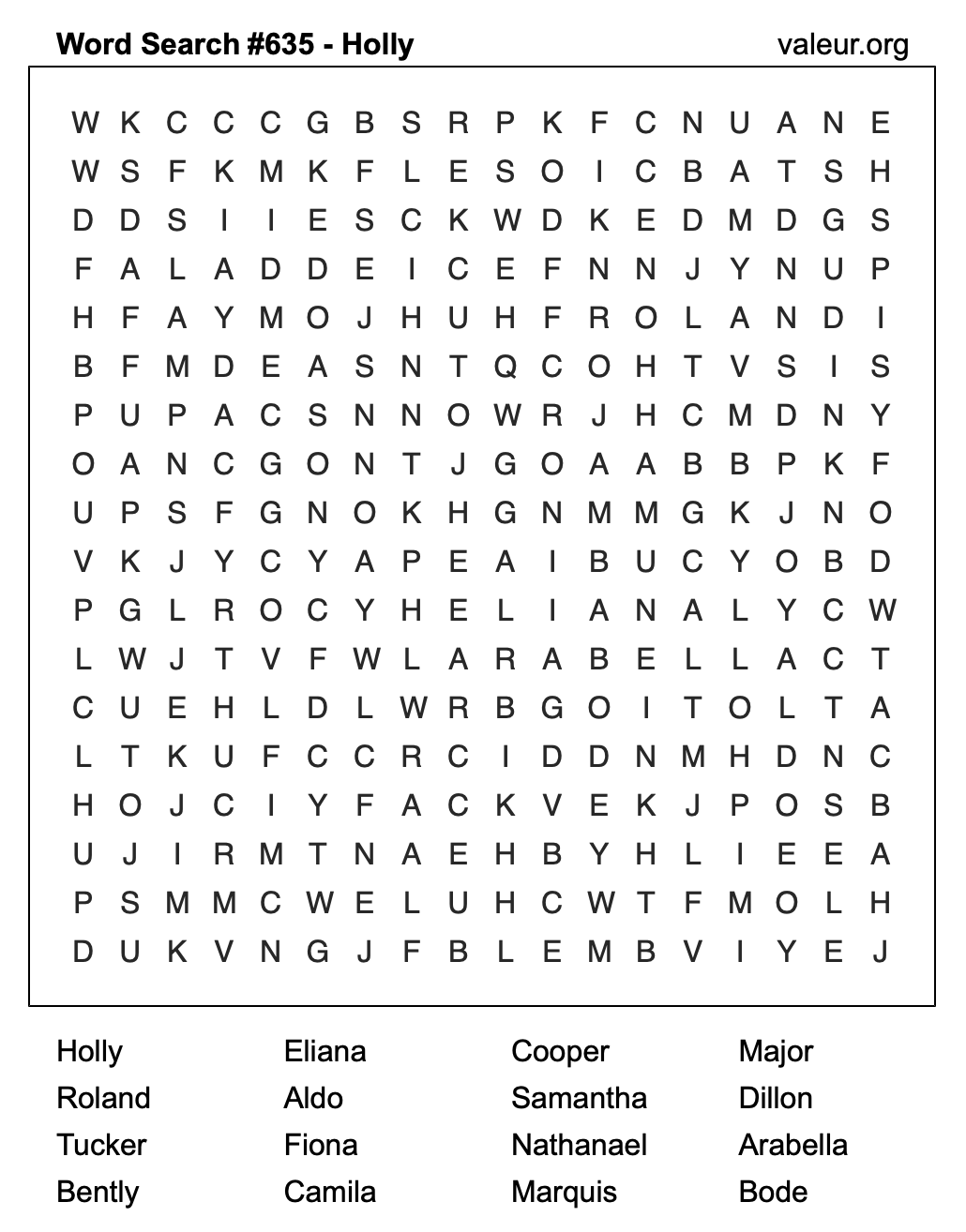 Word Search Puzzle with the name Holly #635 Word Search Puzzle with the name Holly #635