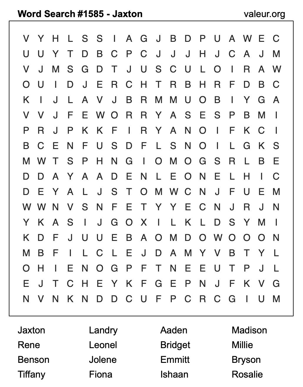 Word Search Puzzle with the name Jaxton #1585 Word Search Puzzle with the name Jaxton #1585