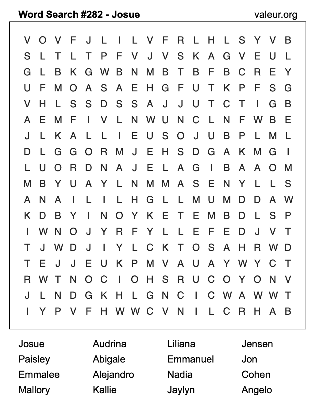 Word Search Puzzle with the name Josue #282 Word Search Puzzle with the name Josue #282