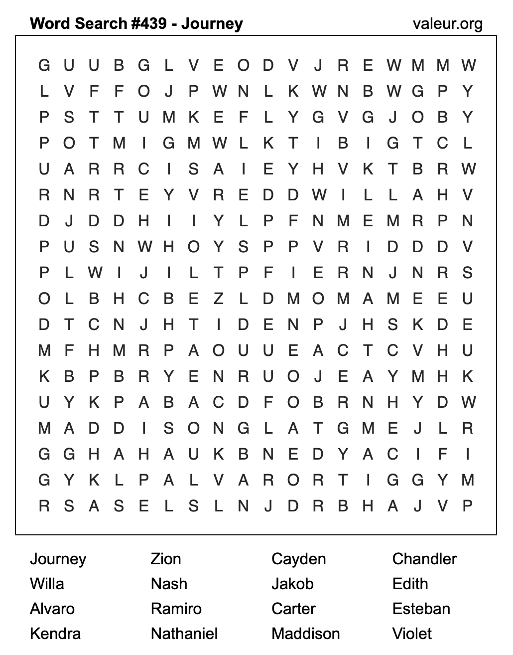 Word Search Puzzle with the name Journey #439 Word Search Puzzle with the name Journey #439