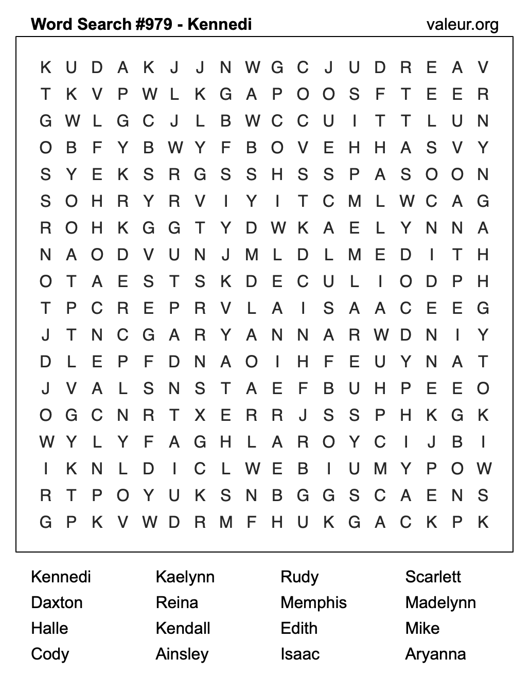 Word Search Puzzle with the name Kennedi #979 Word Search Puzzle with the name Kennedi #979