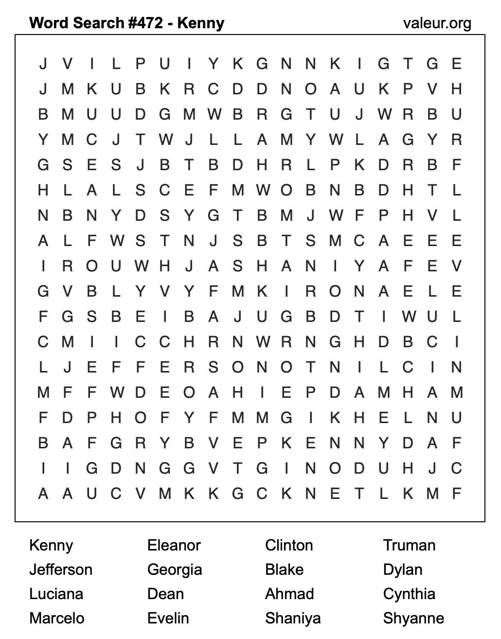 Word Search Puzzle with the name Kenny #472 Word Search Puzzle with the name Kenny #472