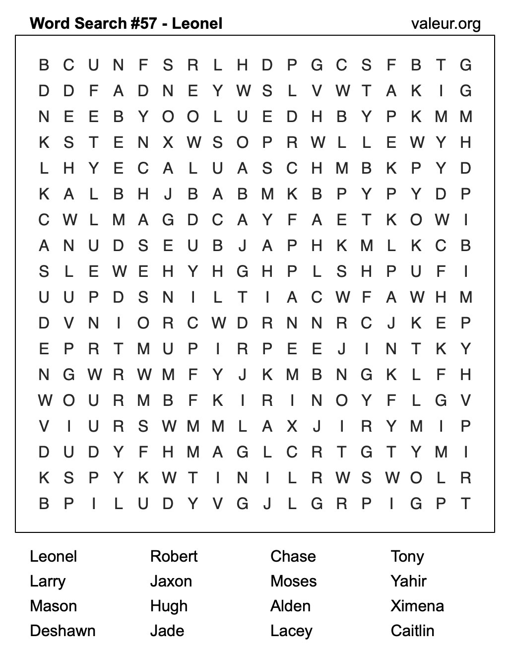 Word Search Puzzle with the name Leonel #57 Word Search Puzzle with the name Leonel #57