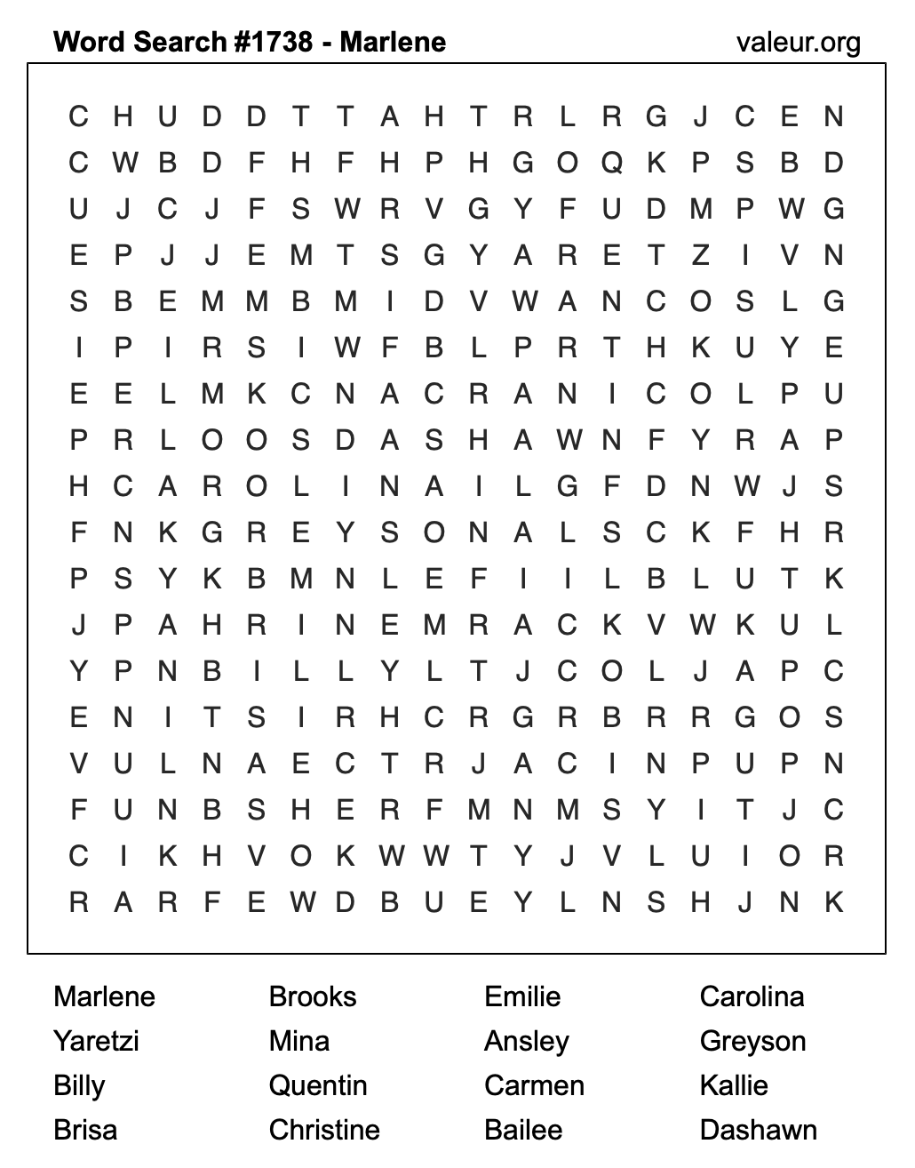 Word Search Puzzle with the name Marlene #1738 Word Search Puzzle with the name Marlene #1738