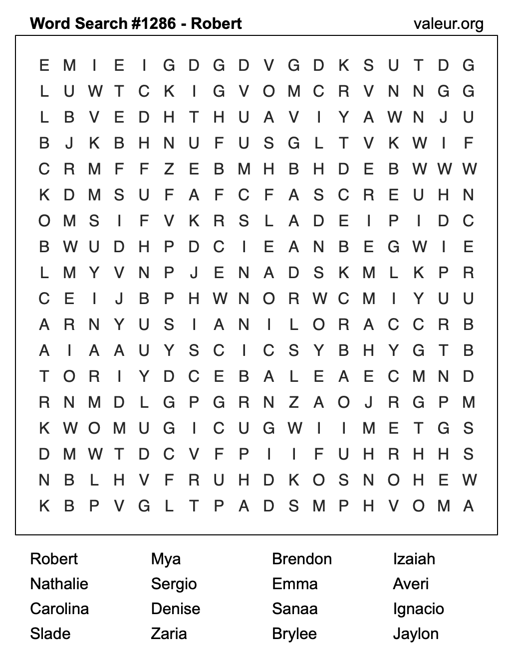Word Search Puzzle with the name Robert #1286 Word Search Puzzle with the name Robert #1286