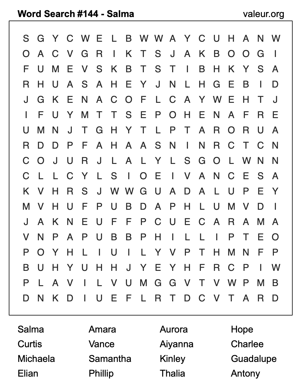 Word Search Puzzle with the name Salma #144