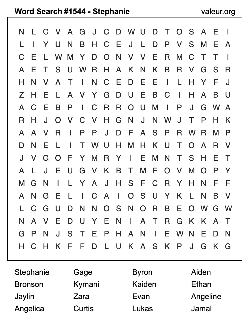 Word Search Puzzle with the name Stephanie #1544 Word Search Puzzle with the name Stephanie #1544