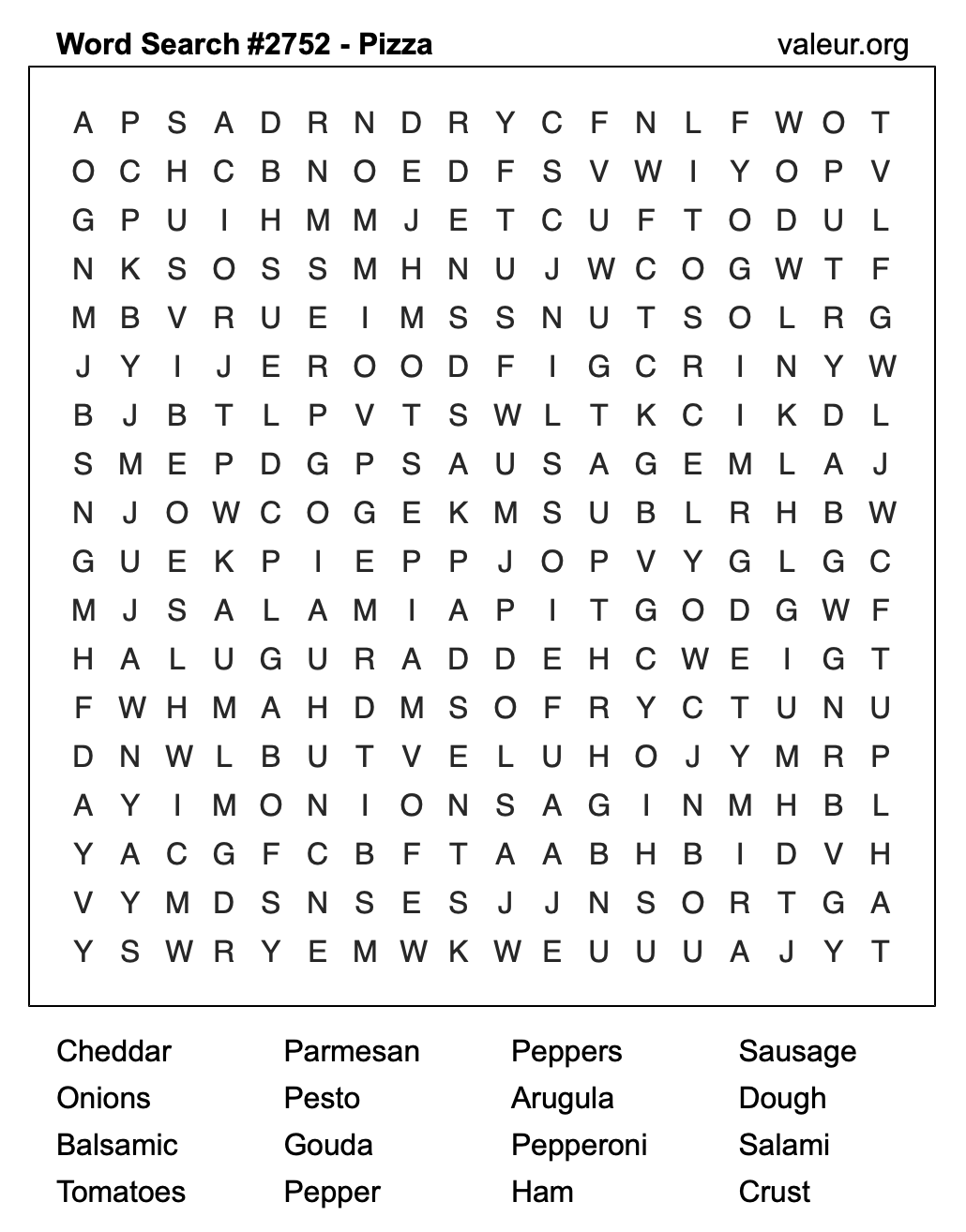 Pizza Word Search Puzzle #2752