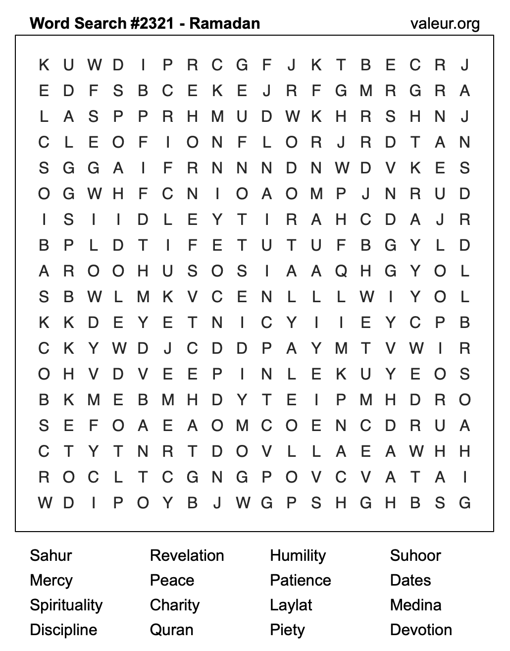 Ramadan Word Search Puzzle #2321