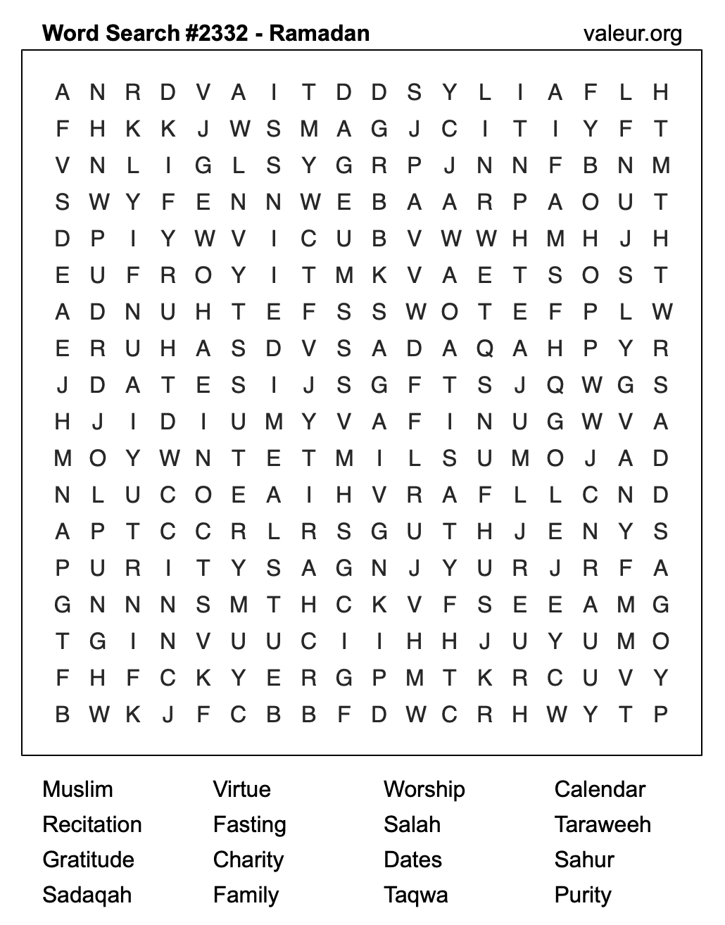 Ramadan Word Search Puzzle #2332