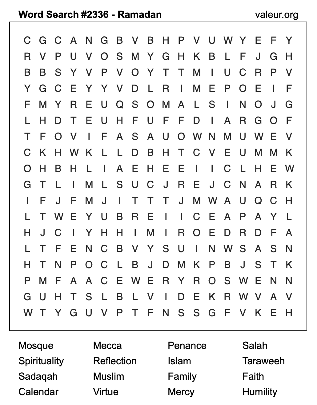 Ramadan Word Search Puzzle #2336