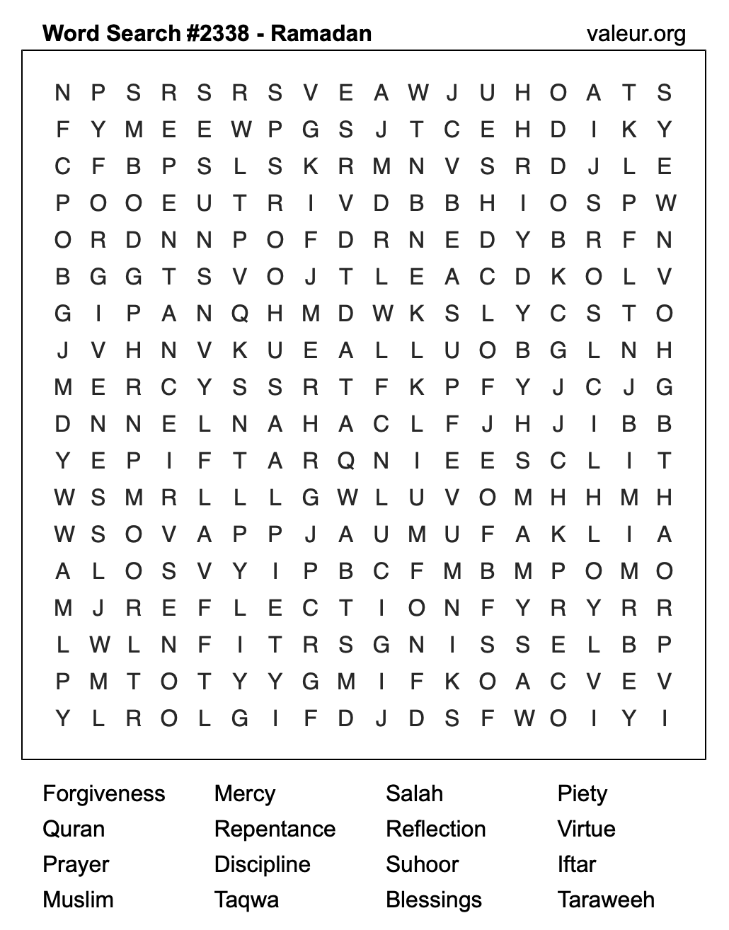 Ramadan Word Search Puzzle #2338